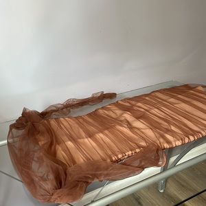 Formal nude and sheer dress